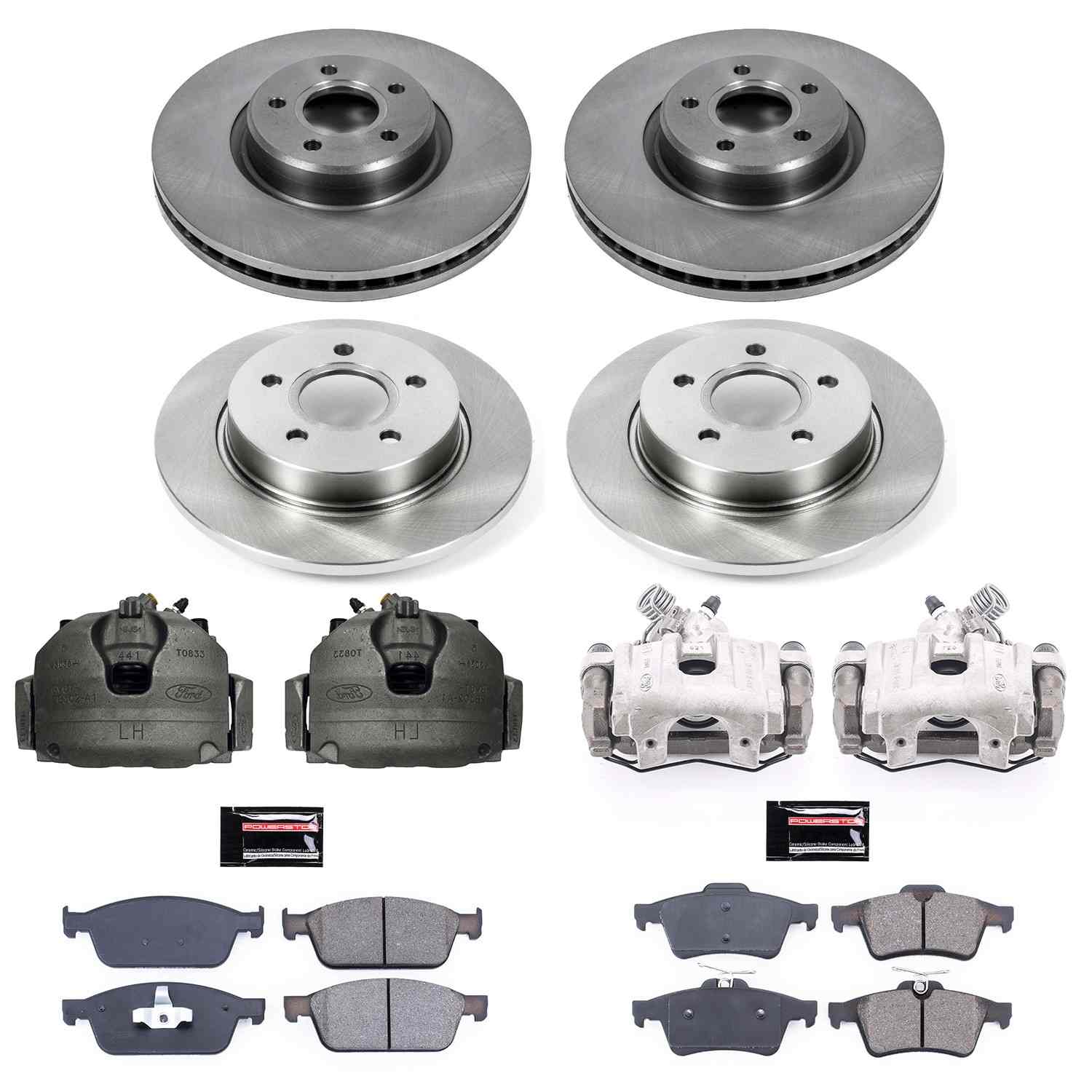 Power Stop 13-14 Ford Focus Front & Rear Autospecialty Kit w/Cals
