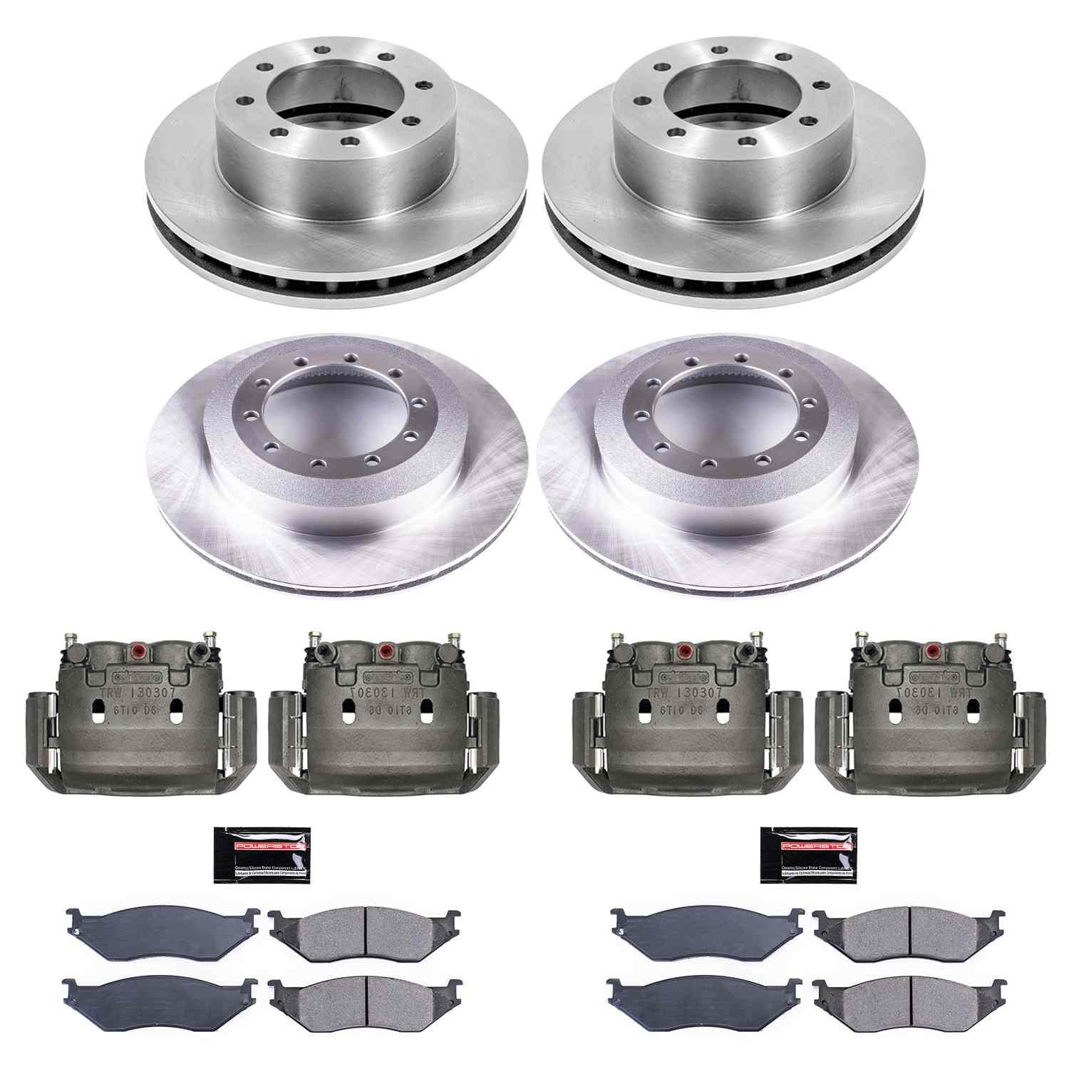 Power Stop 02-04 Ford F-450 Super Duty Front & Rear Autospecialty Kit w/Cals