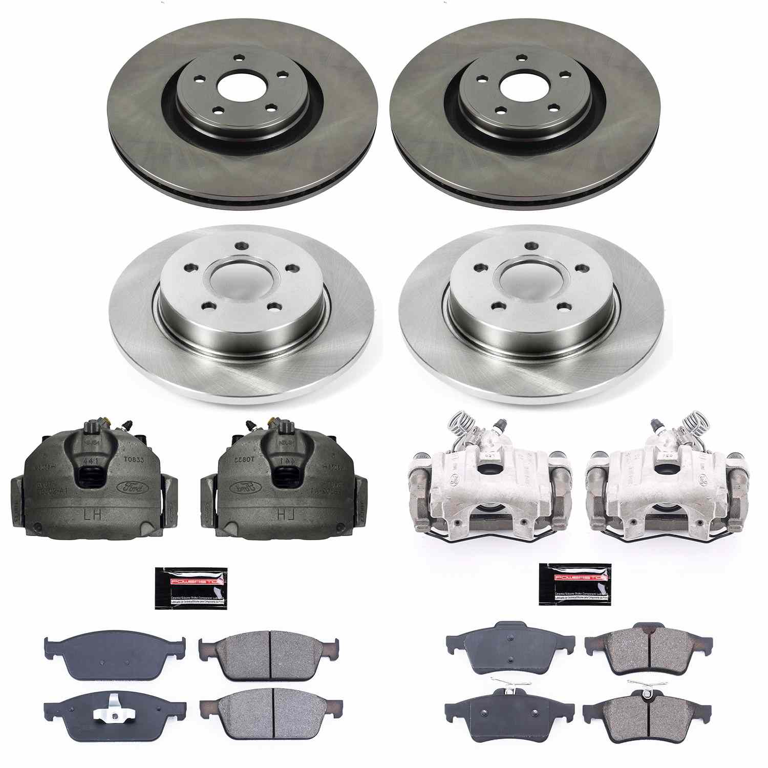 Power Stop 13-14 Ford Focus Front & Rear Autospecialty Kit w/Cals