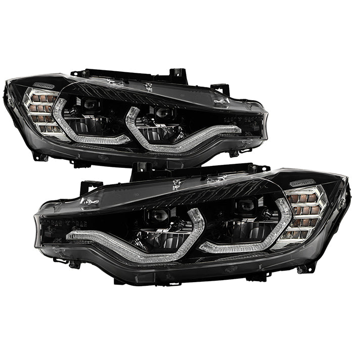 xTune BMW F30 LED DRL Projector Headlights - Black (PRO-JH-BMWF3012-LED-BK)