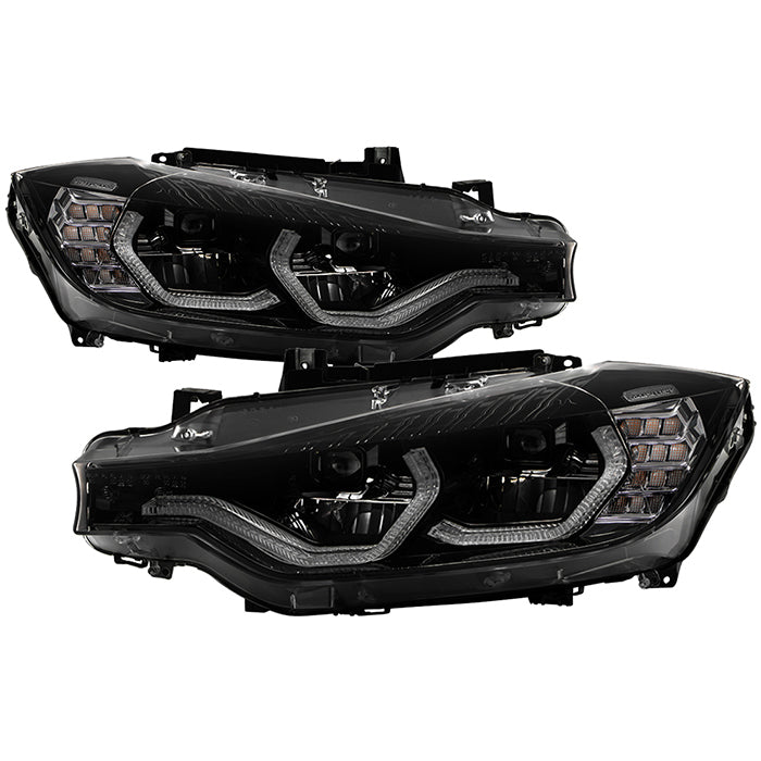 xTune BMW F30 (Halogen Model) w/ LED DRL Projector Headlights - Blk Smoke PRO-JH-BMWF3012-LED-BSM