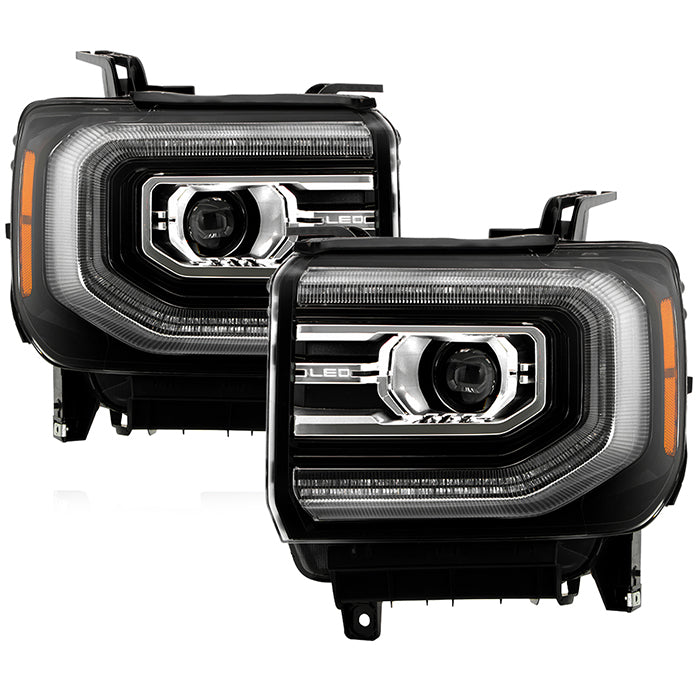 xTune GMC Sierra 14-18 Halogen Upgrade to w/ LED DRL Proj. Headlights PRO-JH-GS14-DRL-BK