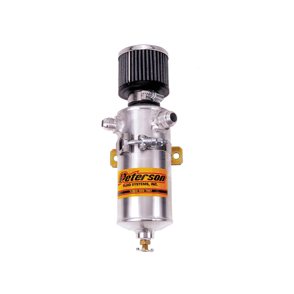 Peterson Fluid Systems Breather Can -12AN & -8AN In w/ Filter