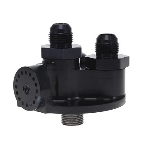 Peterson Fluid Systems Remote Filter Mount 13/16 -16AN Thread -12AN Fittings - Chevrolet Style