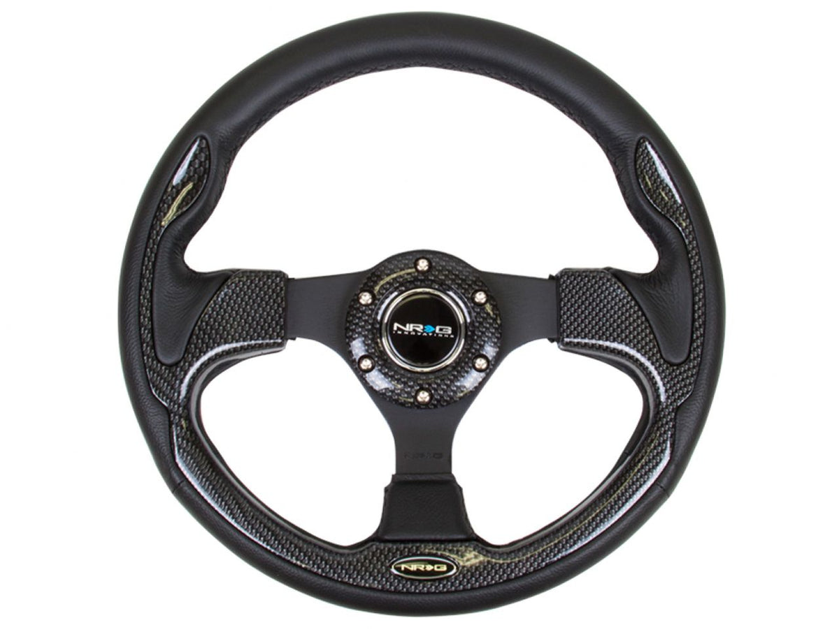 NRG Reinforced Steering Wheel 320mm Sport w/Carbon Fiber Look Trim (Same As RST-001CFL)