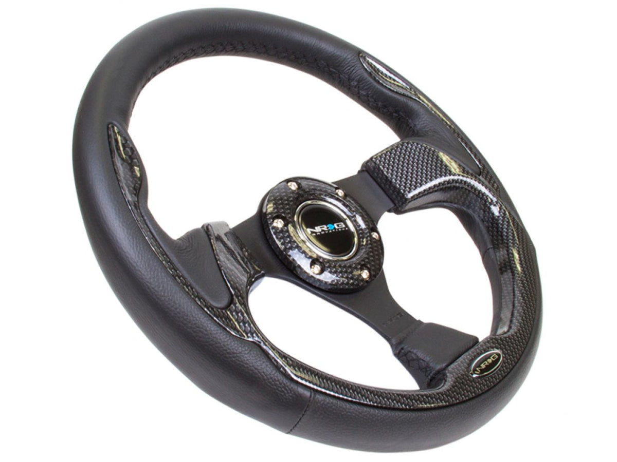NRG Reinforced Steering Wheel 320mm Sport w/Carbon Fiber Look Trim (Same As RST-001CFL)