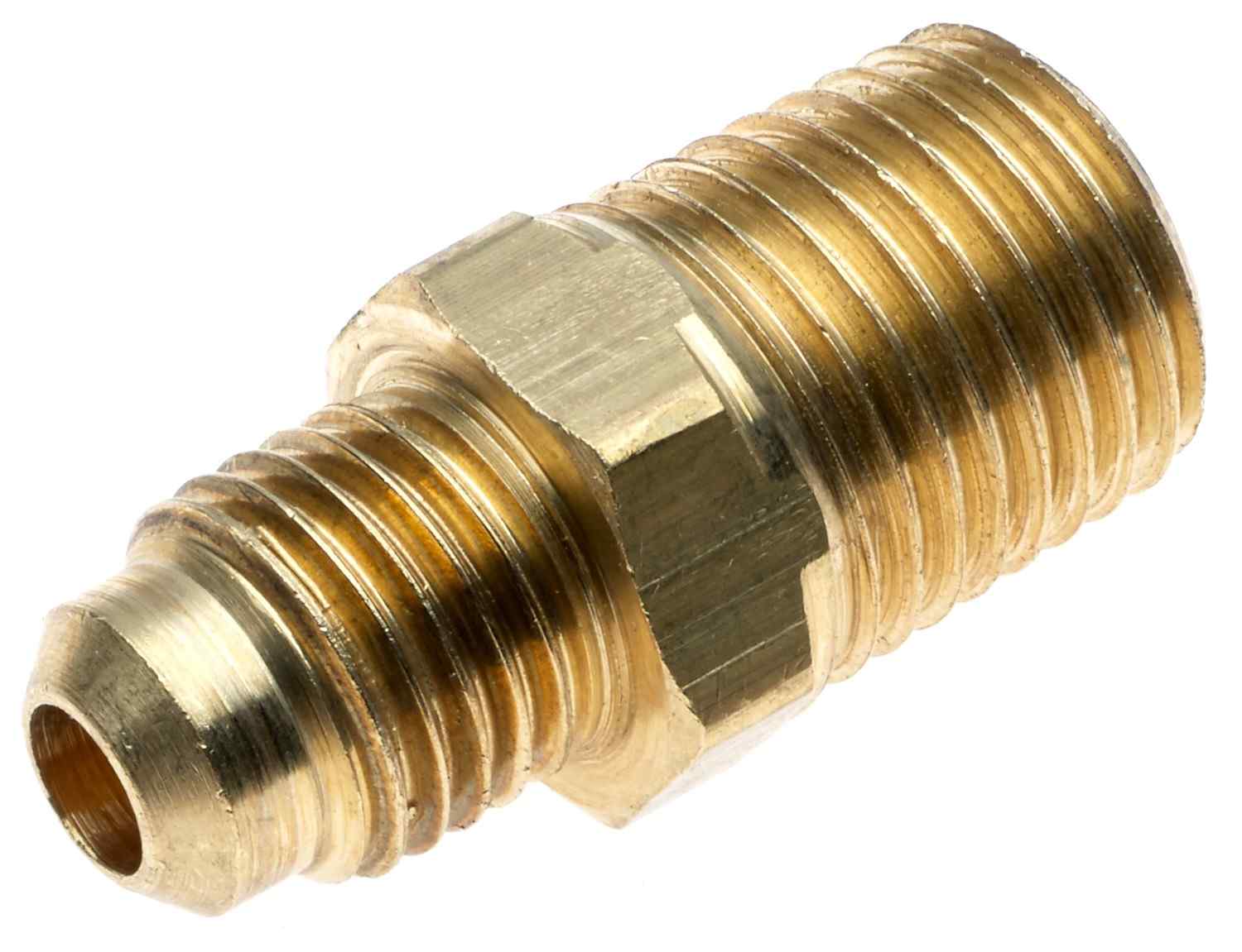 Gates Brass Adapters Male SAE 45 Deg Flare to Male Pipe - 3/8in OD 5/8-18 T1 Thread 1/2-14 T2 Thread