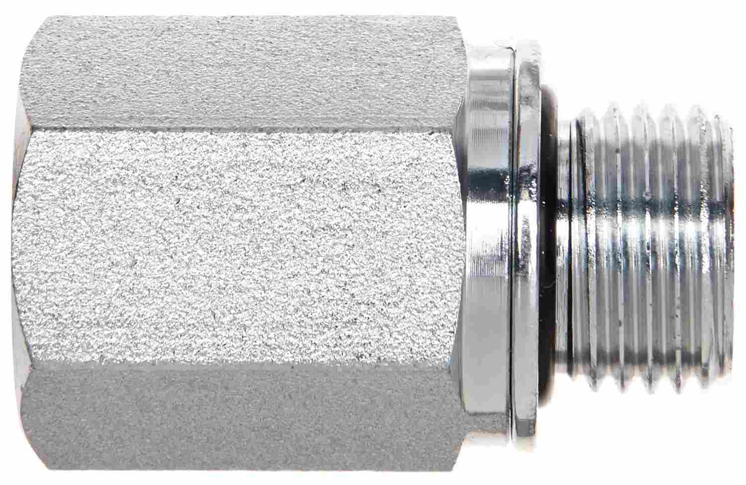 Gates Hydraulic Adapter Male Metric w/ O-Ring to Female Pipe NPTF - M12x1.5 to 1/4-18 Thread