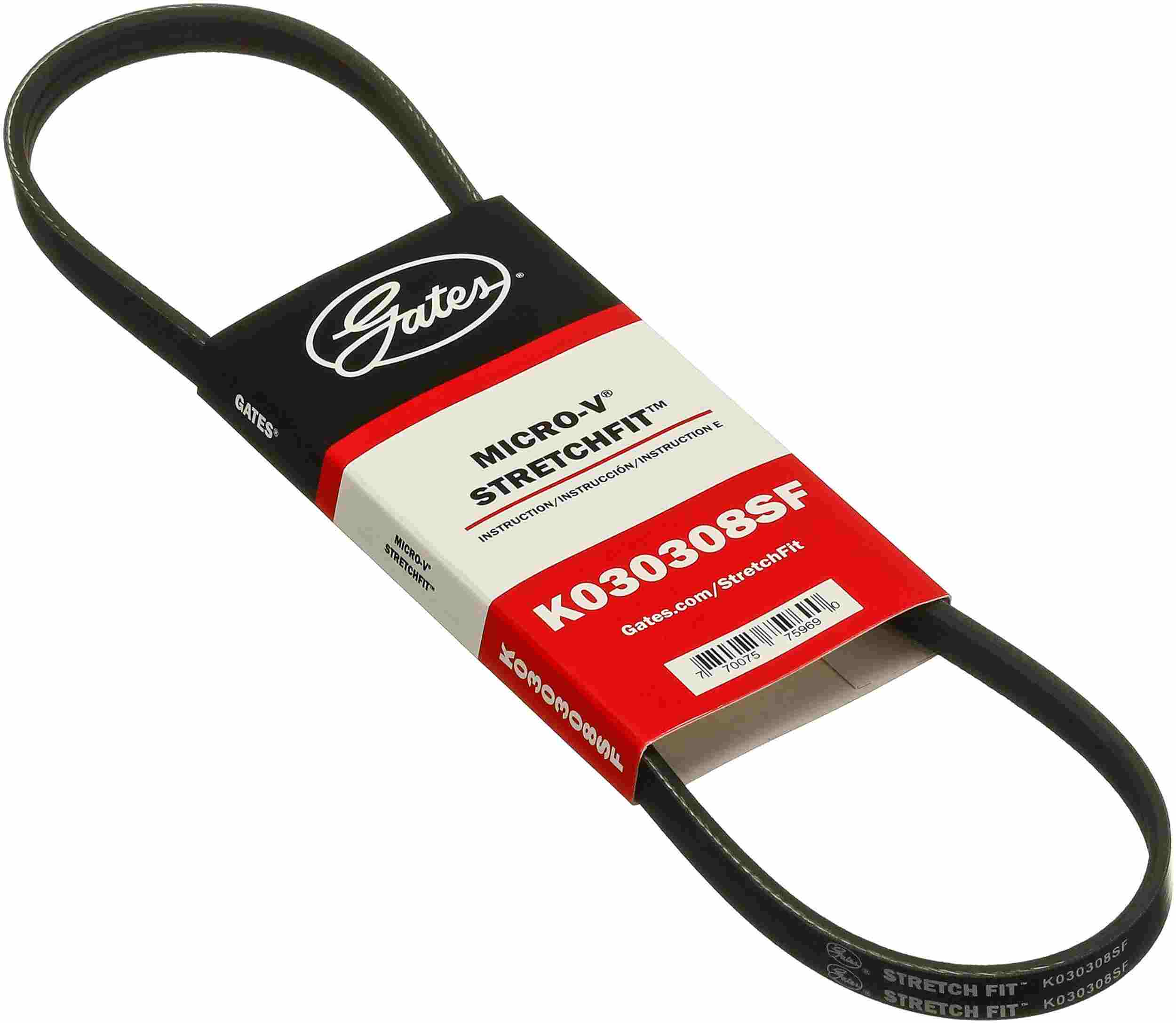 Gates 11-15 Hyundai Sonata 4-Cyl. 2.4L Electric Assist Water Pump Stretch Fit V-Ribbed Belt