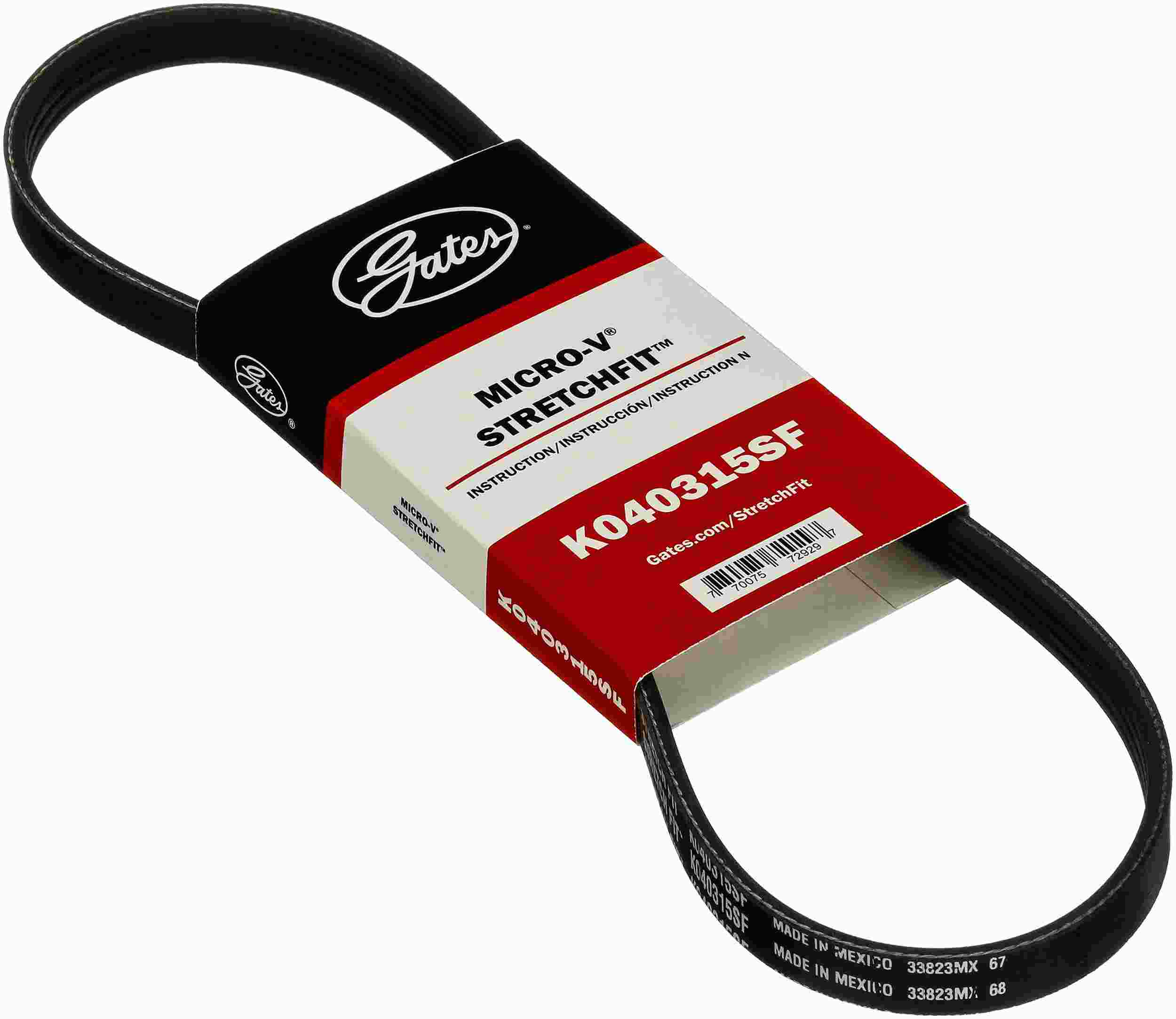 Gates 15-23 Ford Mustang 4-Cyl. 2.3L A.C. Stretch Fit V-Ribbed Belt