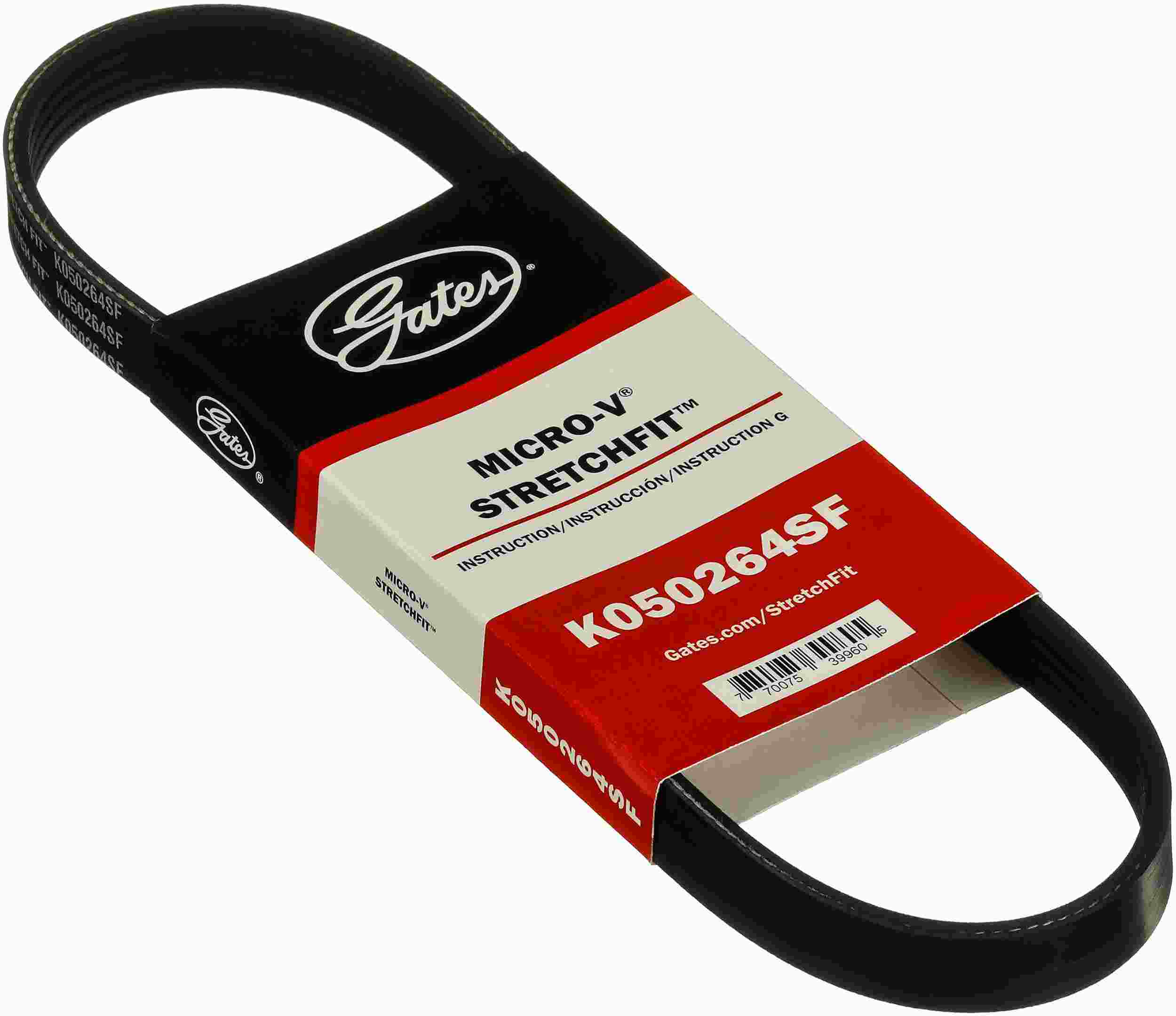 Gates 04-10 Mazda 3 Micro-V Belt K050264SF STRETCH FIT