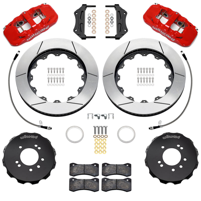 Wilwood 95-98 Nissan Skyline Aerolite 6R Front BBK w/ 14.00in Slotted Rotors & Flexlines - Red