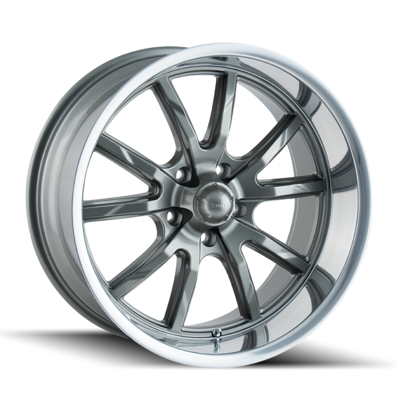Ridler 650 18x8 / 5x120.65 BP / 0mm Offset / 83.82mm Hub Gloss Grey Polished Wheel