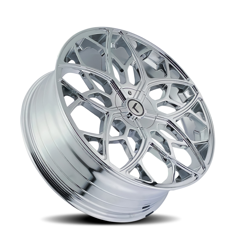 Kraze KR184 Ricochet 22x8.5 / 5x115/120 BP / 38mm Offset / 74.1mm Hub Chrome Wheel