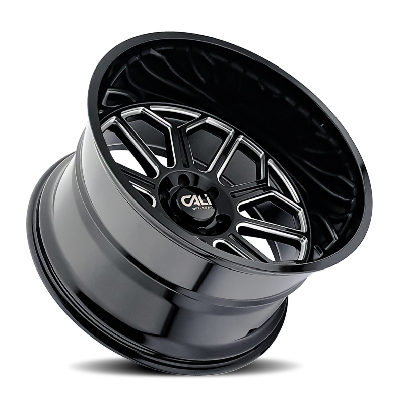 Cali Off-Road 9117 Auburn 24x14 / 8x170 BP / -76mm Offset / 125.2mm Hub Gloss Black Milled Wheel