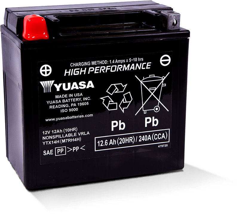Yuasa YTX14AH Maintenance Free AGM 12-Volt Battery