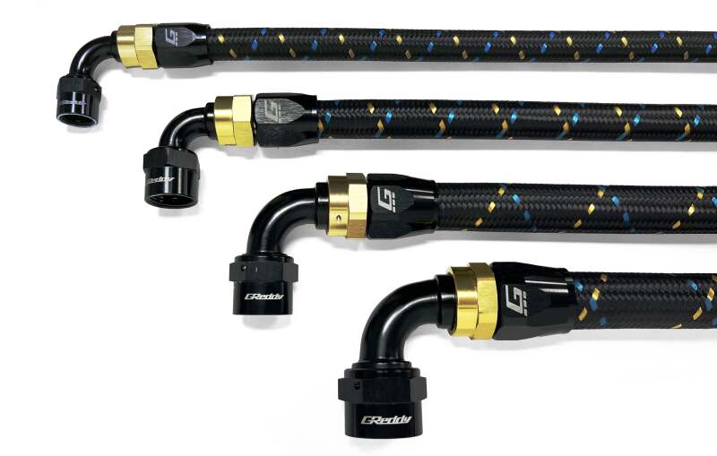 GReddy AN10 Reusable Hose Nylon Braided, Black/Gold/Blue