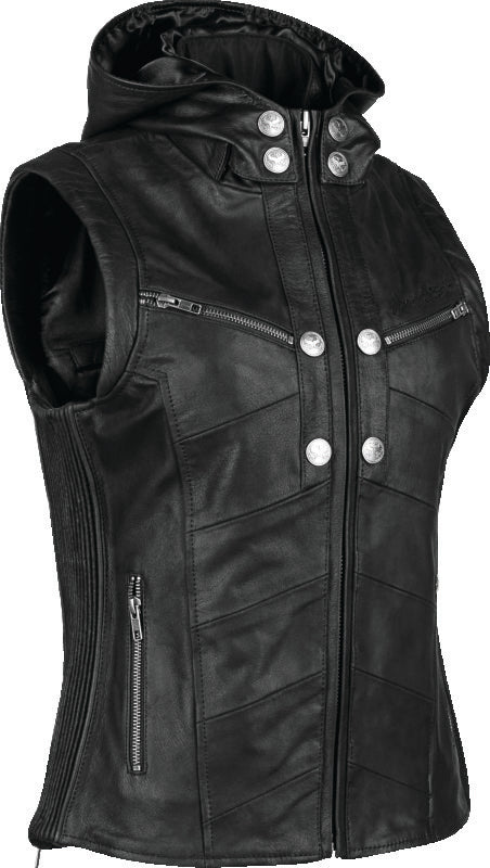 Speed and Strength Hells Belles Leather Vest Womens Black - Small
