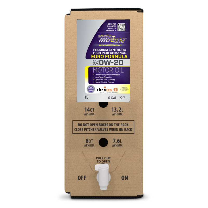 Royal Purple Premium Synthetic High Performance Euro Formula 0W-20 Motor Oil - 6 Gallon Bag-In-Box