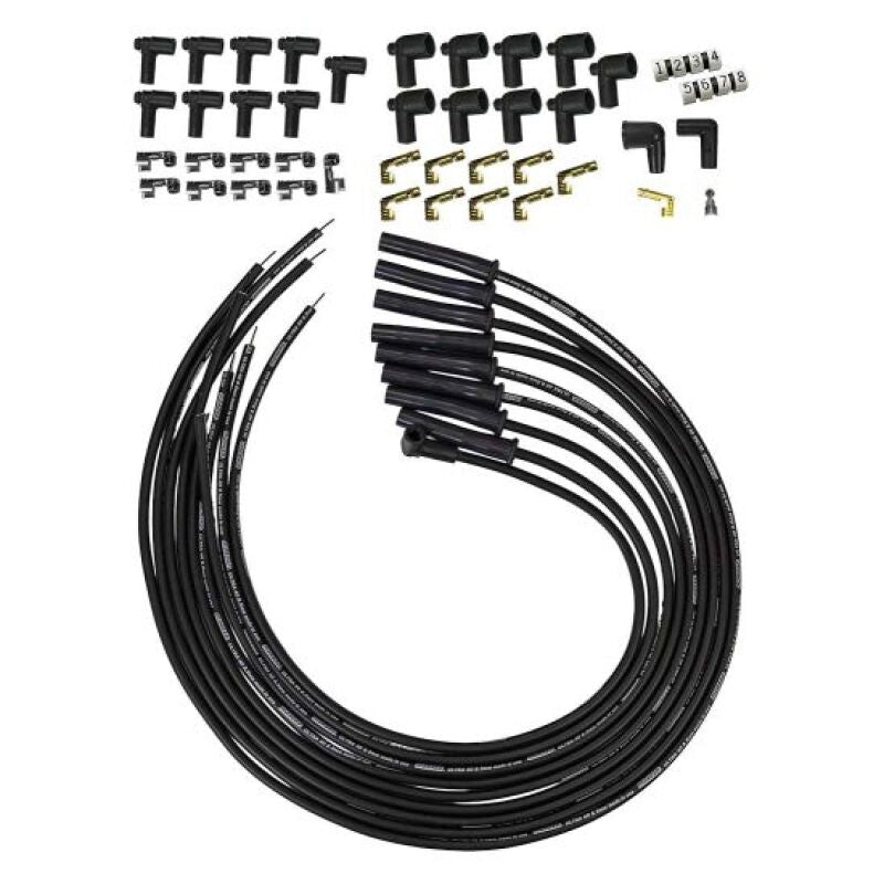 Moroso Universal HEI/Non-HEI Style Caps Ultra 40 8mm Multi-Angle Boot Spark Plug Wire Set - Black