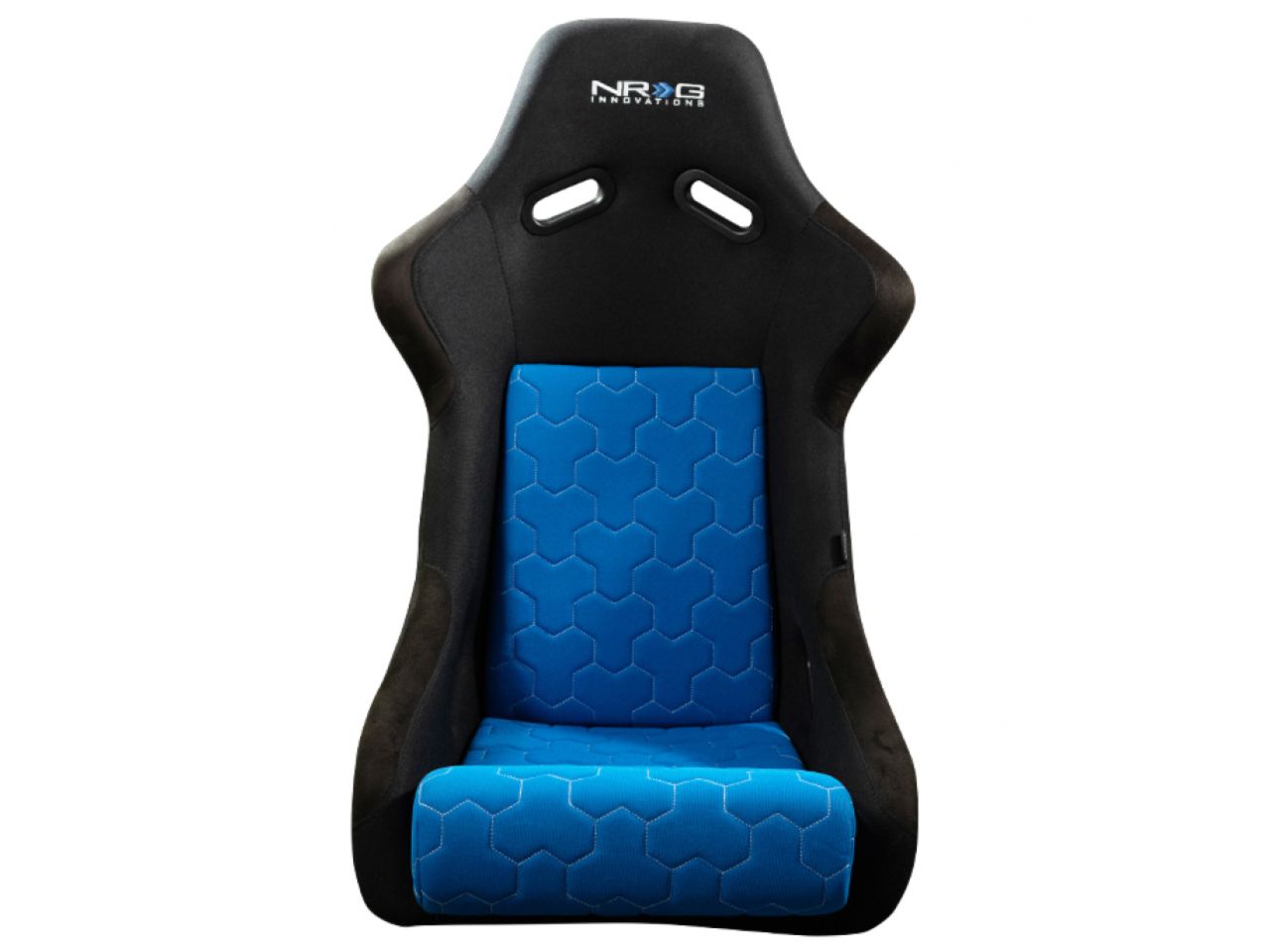 NRG FRP Bucket Seat Cushion/ White Stitching Hex Geometric 3pc Seat Cushion - Blue