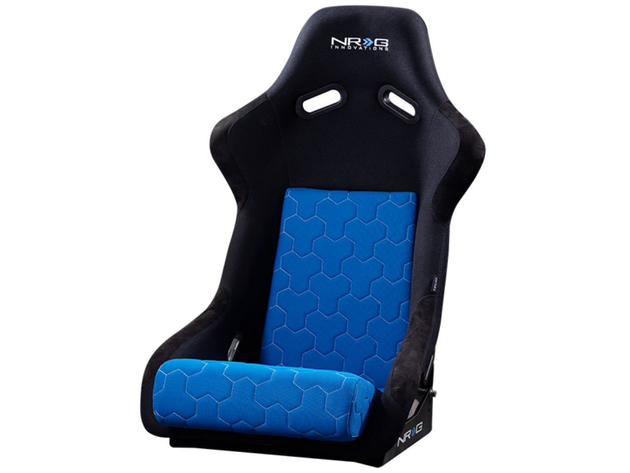 NRG FRP Bucket Seat Cushion/ White Stitching Hex Geometric 3pc Seat Cushion - Blue