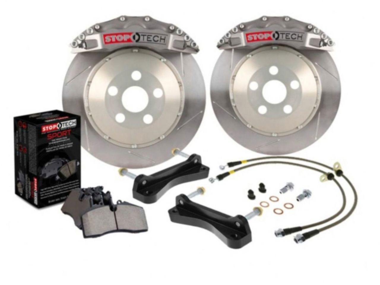 Stoptech 00-05 Toyota MR2 Spyder ST-60 Calipers 328x28mm Rotors Trophy Sport Slotted Front BBK