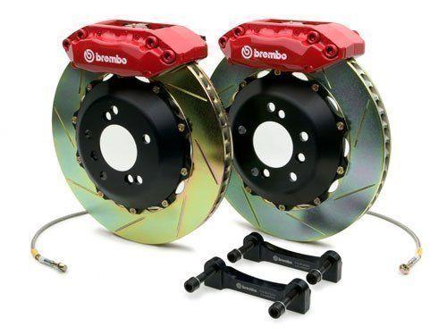 Brembo 96-00 Honda Civic EX Coupe/Sedan Front Slotted GT BBK 4 Piston 2pc 328x28 Rotors - Red