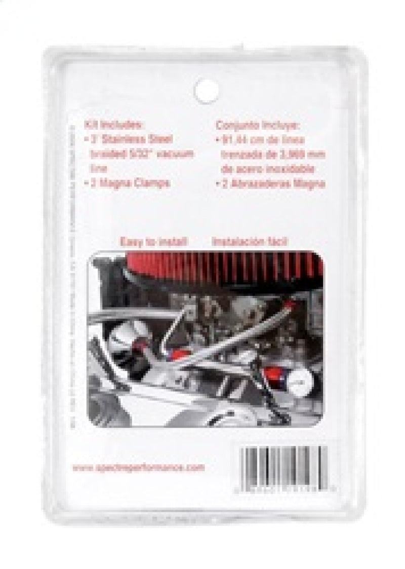 Spectre Stainless Steel Flex Vacuum Hose 5/32in. - 3ft. - Chrome