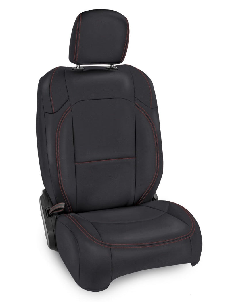 PRP 2018+ Jeep Wrangler JL/2 door/Rubicon Front Seat Covers (Pair) - Black with Red Stitching