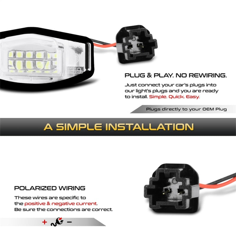 xTune 01-15 Honda Civic LED License Plate Bulb Assembly White 5500K LAC-LP-HA03 - Pair