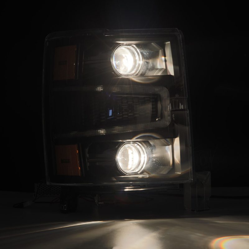 AlphaRex 14-15 Chevy 1500 PRO-Series Projector Headlights Black w/ Sequential Signal & DRL