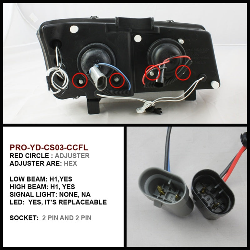 Spyder Chevy Silverado 1500 03-06 Projector Headlights CCFL Halo LED Blk High H1 PRO-YD-CS03-CCFL-BK