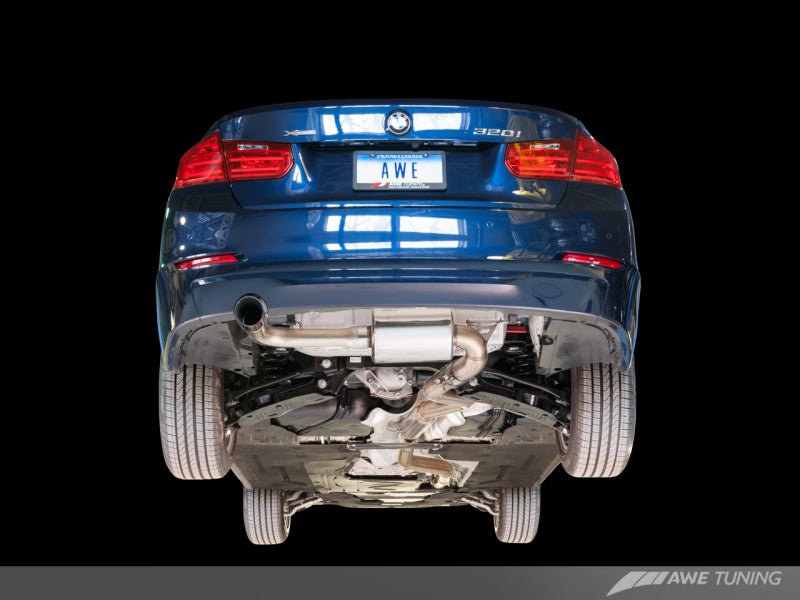 AWE Tuning BMW F30 320i Touring Exhaust & Performance Mid Pipe - Chrome Silver Tip (102mm)