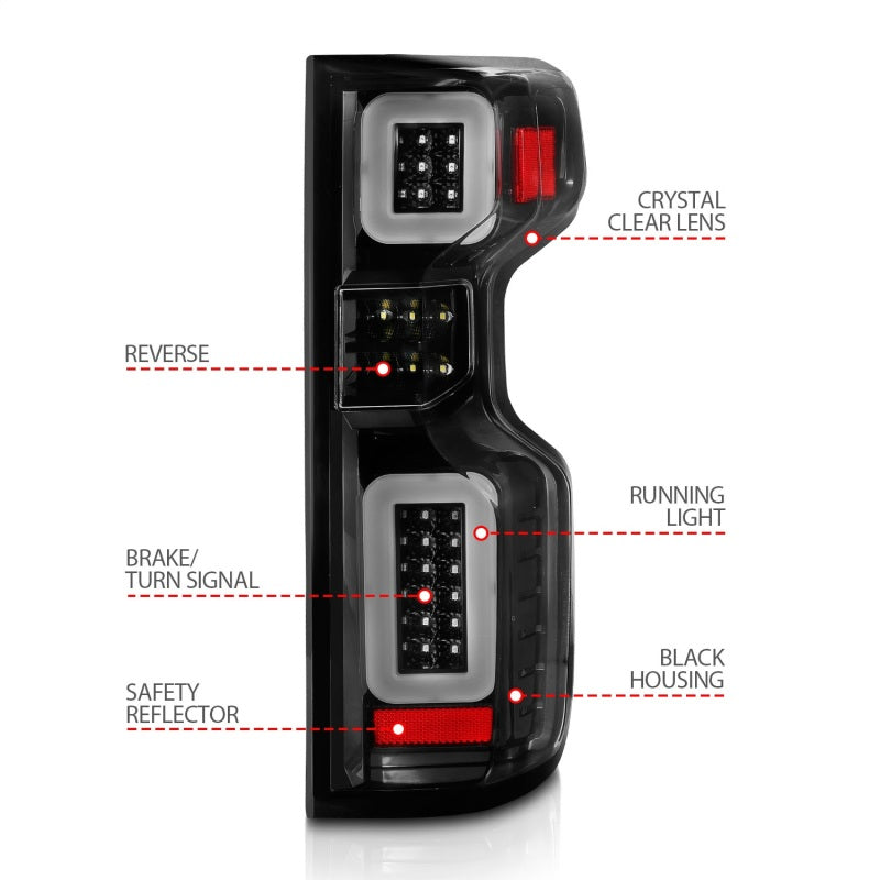 ANZO 19-21 Chevy Silverado Work Truck Full LED Taillights Blk Housing Clear Lens G2 (w/C light Bars)