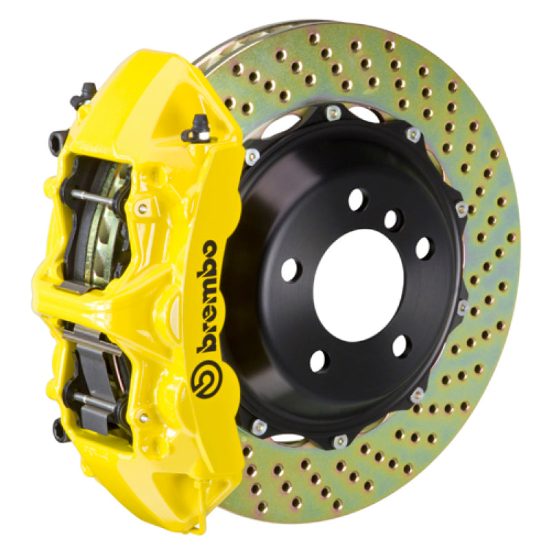 Brembo 03-08 SL500 Front GT BBK 6 Piston Cast 355x32 2pc Rotor Drilled-Yellow