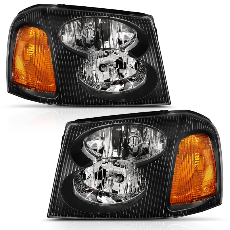 ANZO 2002-2009 GMC Envoy Crystal Headlight Black Amber