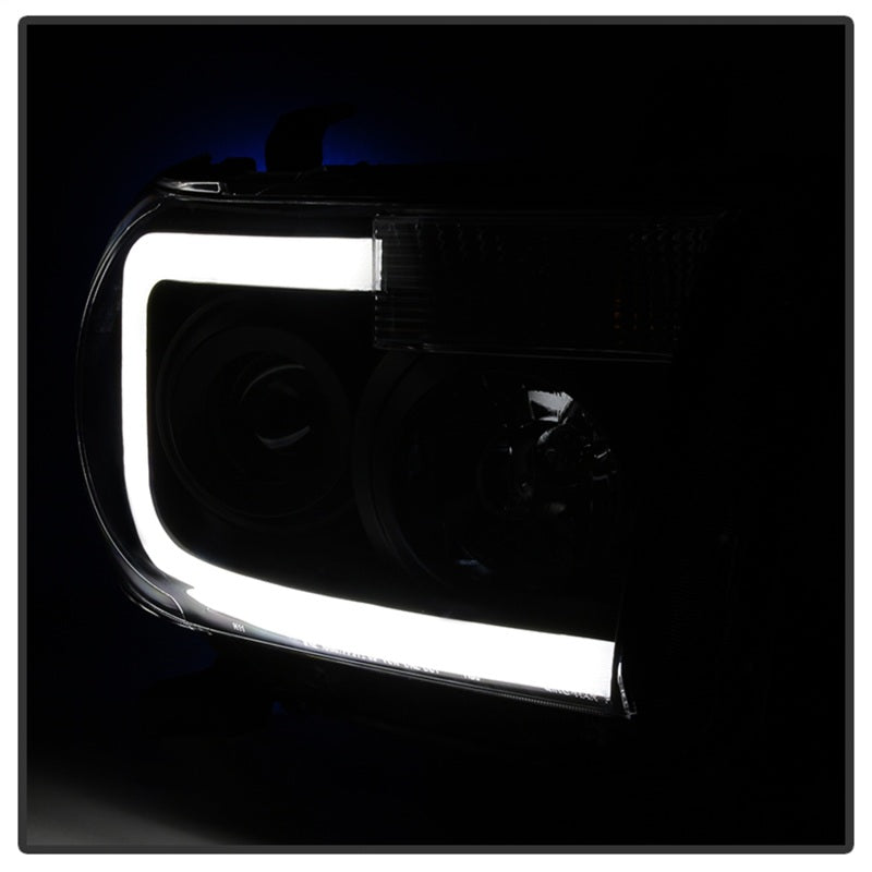 xTune Toyota Tundra 07-13 LED Light Bar Projector Headlights Black Smoked PRO-JH-TTU07-LED-BSM
