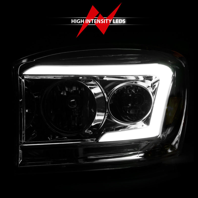 ANZO 06-09 Dodge RAM 1500/2500/3500 Headlights Chrome Housing/Clear Lens (w/ Light Bars)