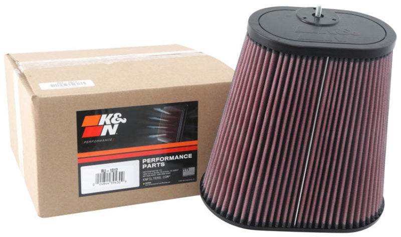 K&N Universal Clamp-On Air Filter 3-1/8in Dual FLG 8-7/8in X 5-3/16 B 6-1/4in X 4IN T, 9inH W/STUD