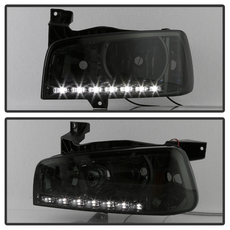xTune Dodge Charger 06-10 1Pc LED Crystal Headlights Smoke HD-ON-DCH05-1PC-LED-SM