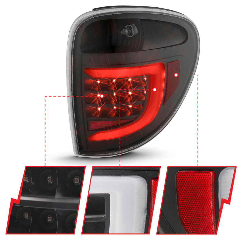 ANZO 2004-2007 Dodge Grand Caravan LED Tail Lights w/ Light Bar Black Housing Clear Lens