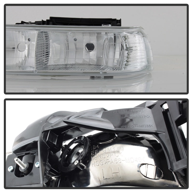 xTune Chevy Tahoe 00-06 Amber Crystal Headlights w/ Bumper Lights Chrome HD-JH-CSIL99-SET-AM-C