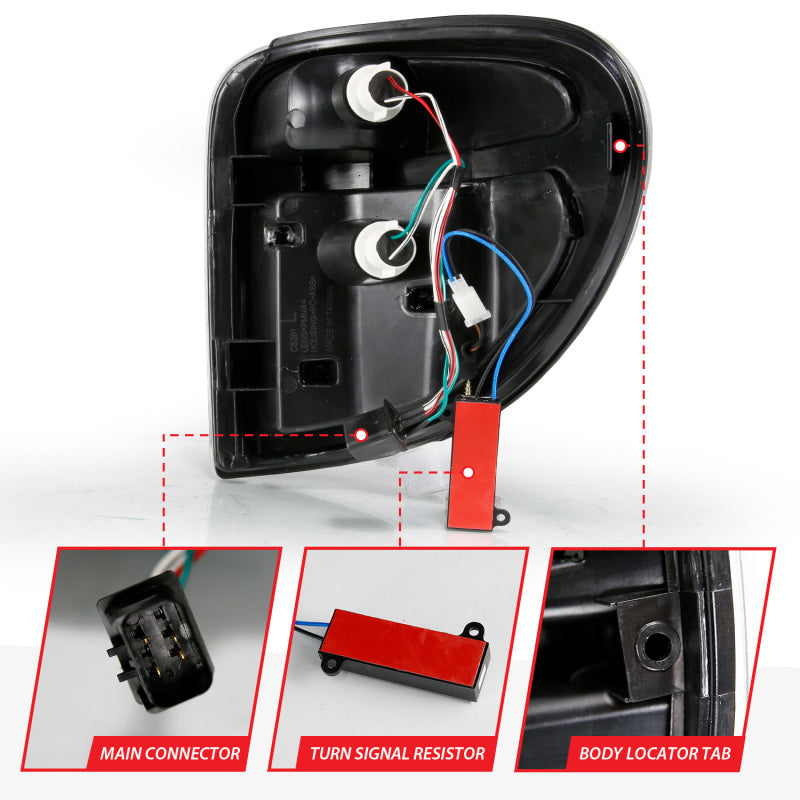 ANZO 2004-2007 Dodge Grand Caravan LED Tail Lights w/ Light Bar Black Housing Clear Lens