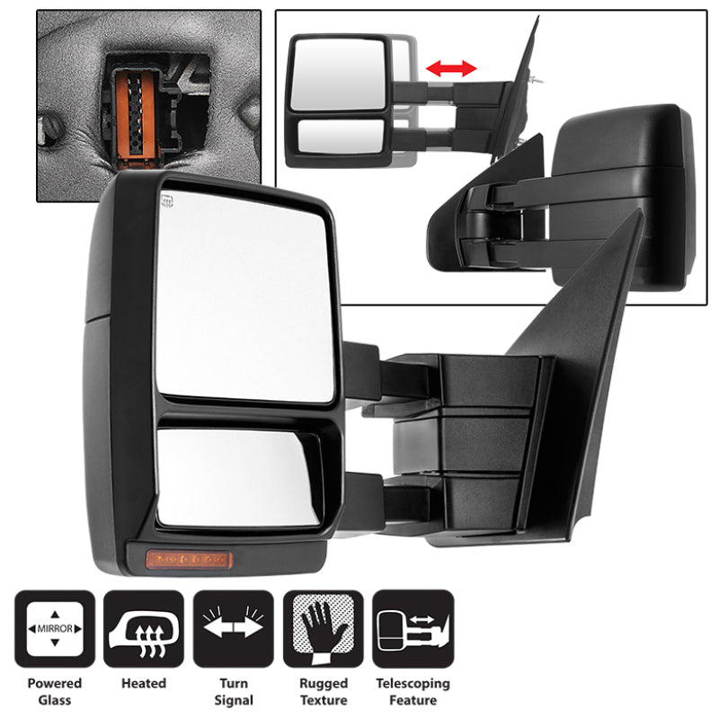 xTune Ford F150 04-06 Power Heated Amber LED Signal Telescoping Mirror Left MIR-FF15004S-PWH-AM-L