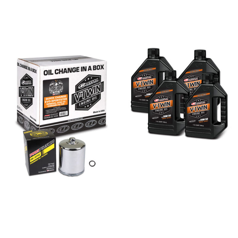Maxima V-Twin Quick Change Kit Mineral w/Chrome Filter Evo/Sportster
