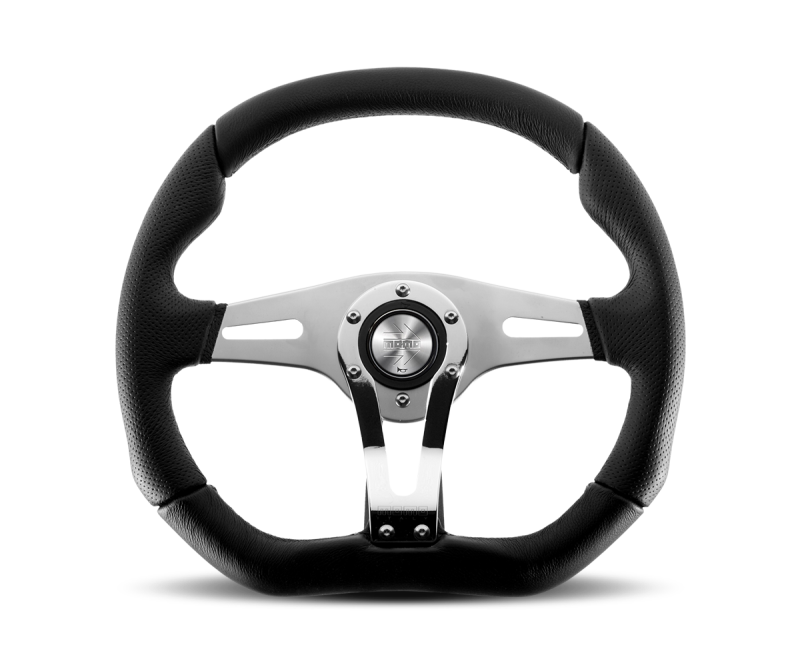 Momo Trek RSteering Wheel - Trek R/350 mm mmeter - Black AirLeather/Brshd Al Spokes