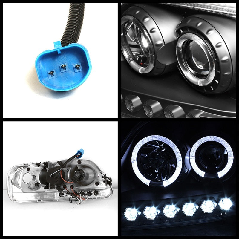 Spyder Ford F150 97-03 Projector - LED Halo Amber Reflector LED Blk PRO-YD-FF15097-1P-AM-BK