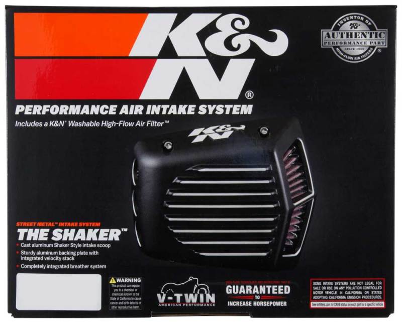 K&N Street Metal Intake System 01-16 Harley-Davidson Shaker Silver H/D Softail/Dyna Fl