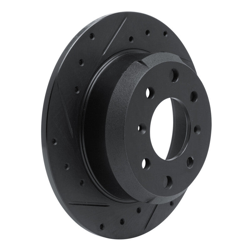 R1 64-94 Alfa Romeo Giulia Rear Left Drilled & Slotted Black Brake Rotor